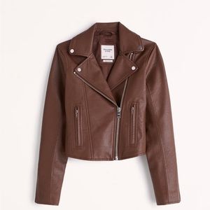 Abercrombie Brown Vegan Leather Motor Jacket
